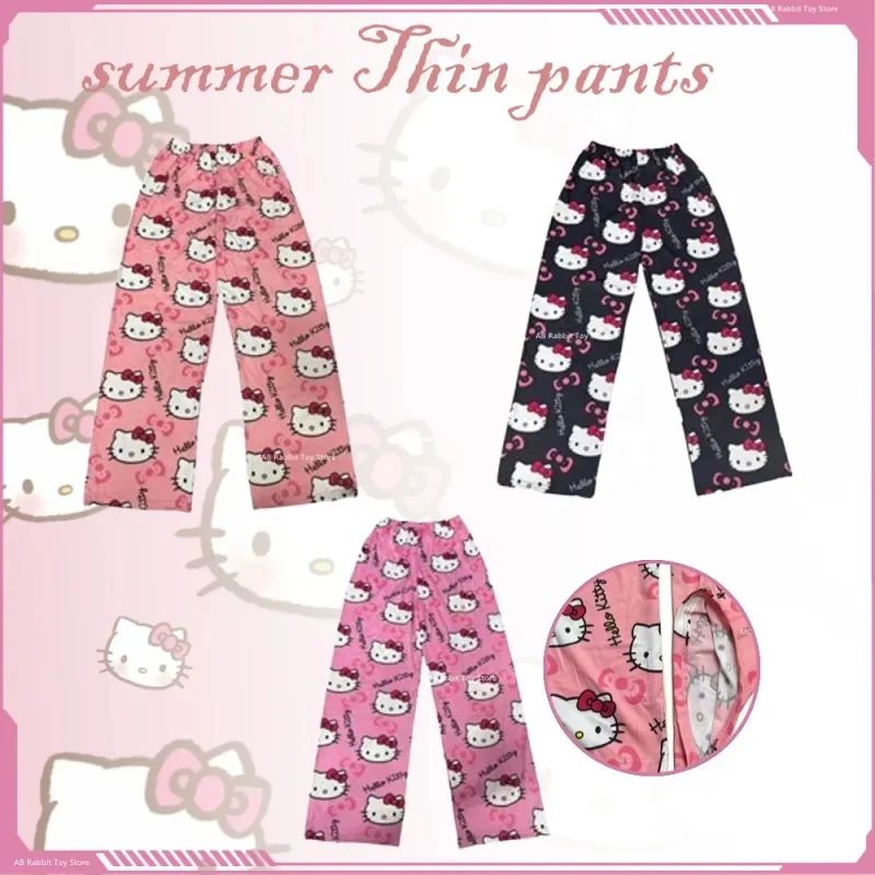 

Hello Kitty Cotton Loose Summer Style Ladies Pajama Pants Pyjama Trousers Women Men Cartoon Sleep Bottoms Lounge Wear Girl Sleep