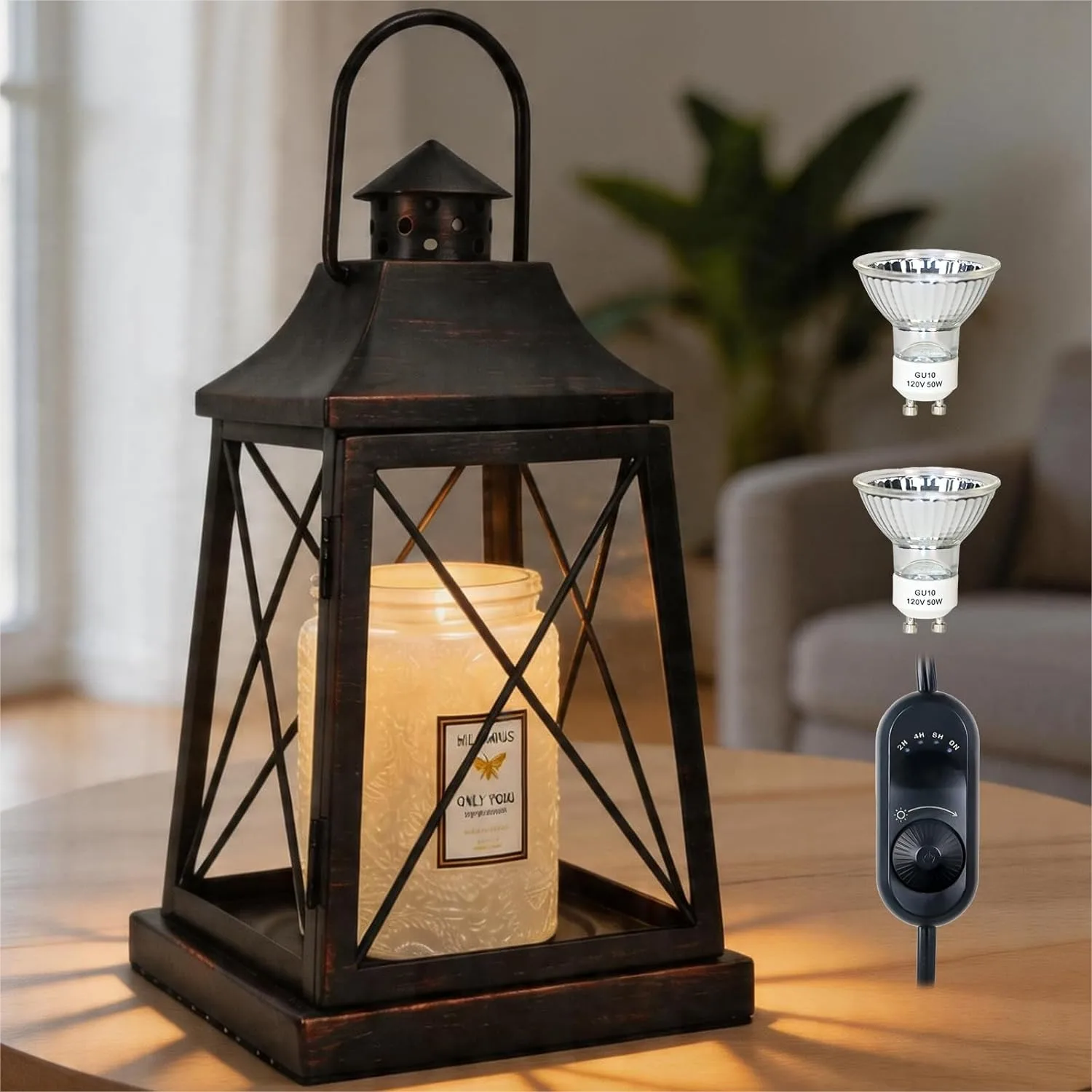 

Candle Warmer Lamp With Timer For 3 Wick Candle Jars Dimmable Farmhouse Candle Warmer Lantern Fully Enclosed And Hanging Up Design