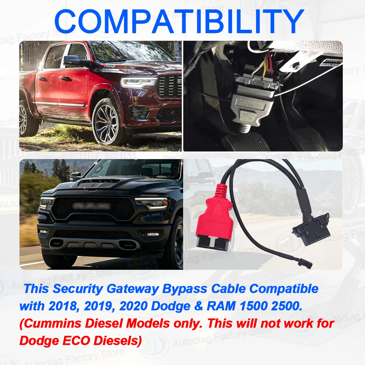 Sicherheits-Gateway-Bypass-Kabel für Dodge 1500/2500, RAM 1500/2500 2018-2020 OBD2 SGW Bypass-Adapter für Cummins-Modulinspektion – Detail 3