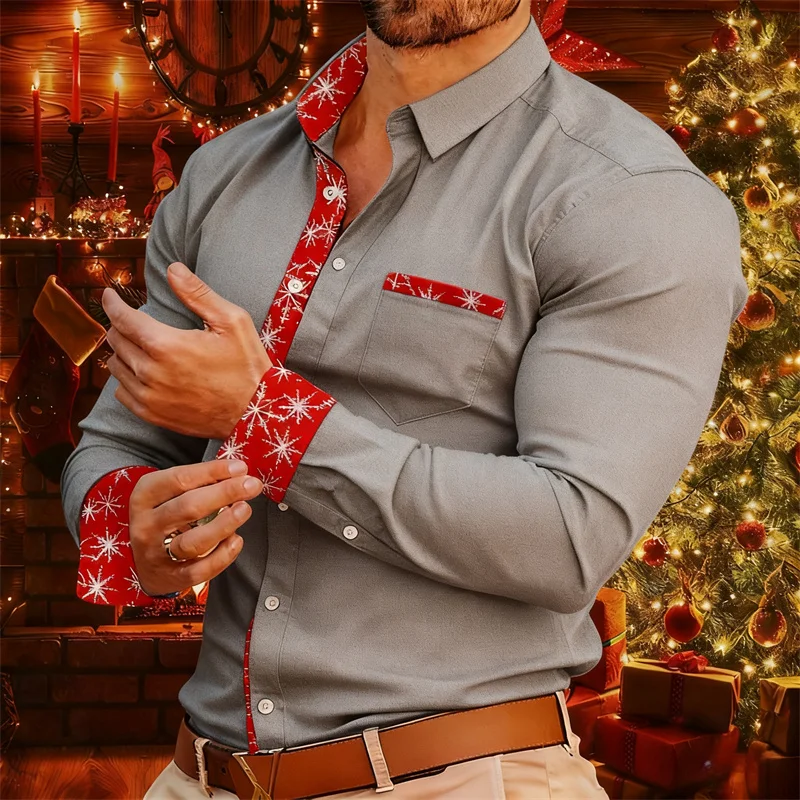 

Men's shirts Christmas holiday lapel shirts, outdoor casual office shirts, fashion design street shirts, high-quality men's tops