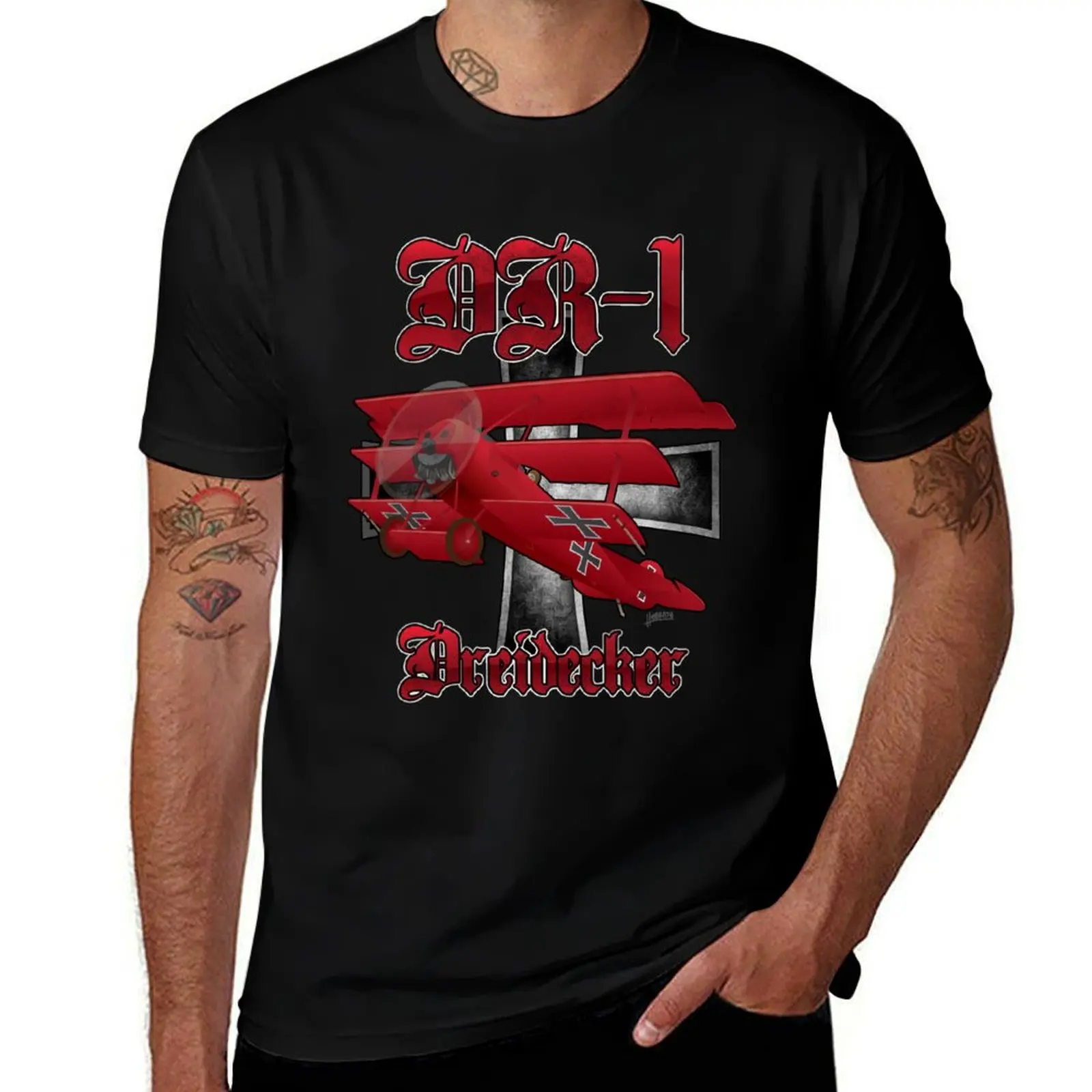 

DR-1 Red Baron Triplane WWI Warbird T-Shirt Big and Tall Short Sleeve Tee