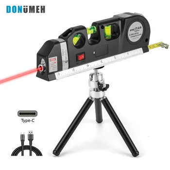 Laser Level USB Rechargeable Horizon Vertical Measure 8FT Aligner Standard and Metric Rulers Multi-Purpose Measure Level Laser