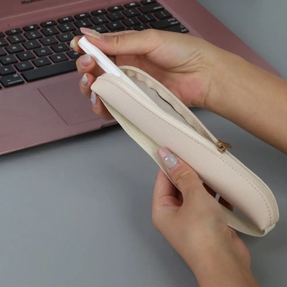 Office Meeting Elastic Buckle Pen Storage Bag Pu Leather Portable Pen Clip Convenient Pen Holder