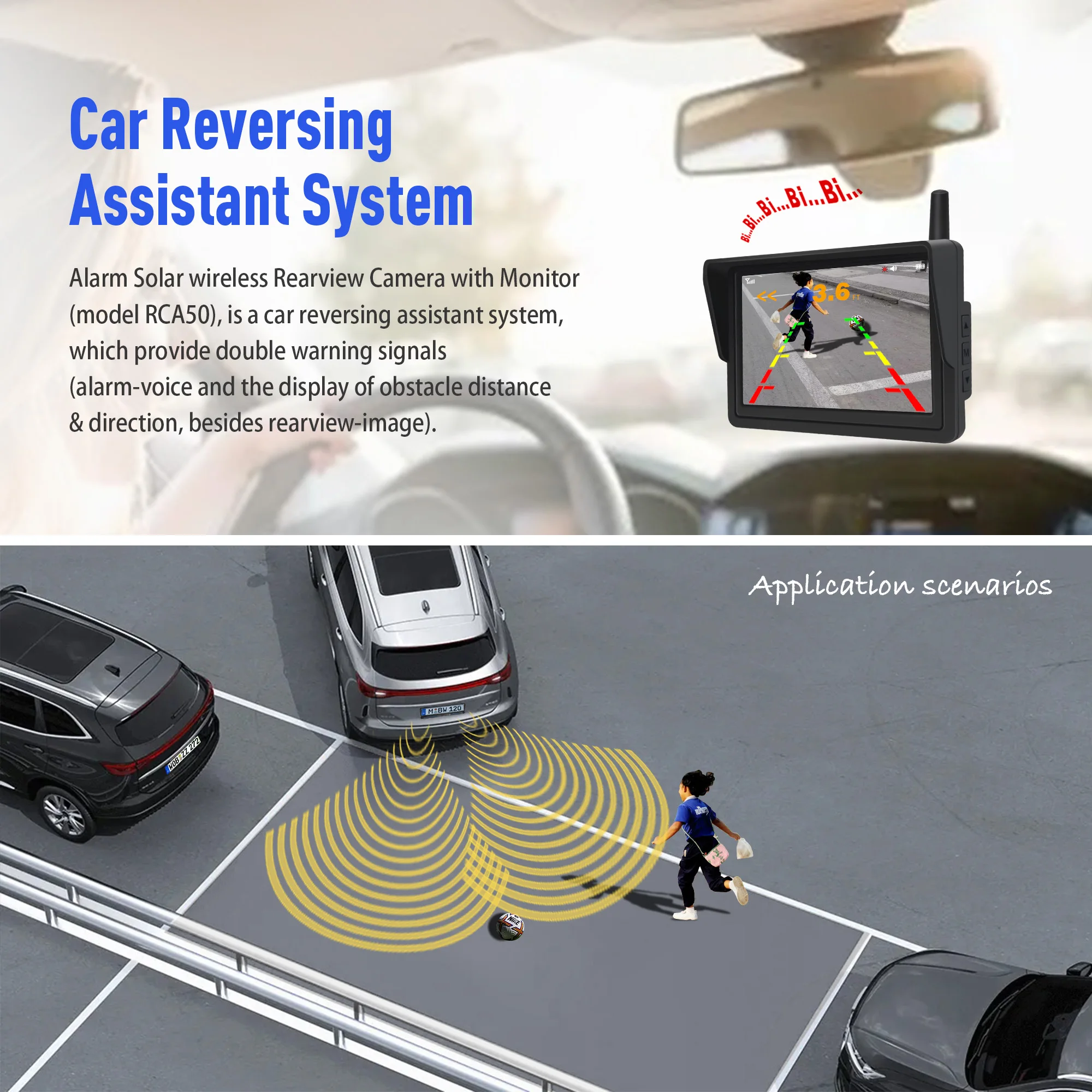 Wireless Solar Car Reversing in Number Plate with Reversing System Digital Parking Aid Rear or Front