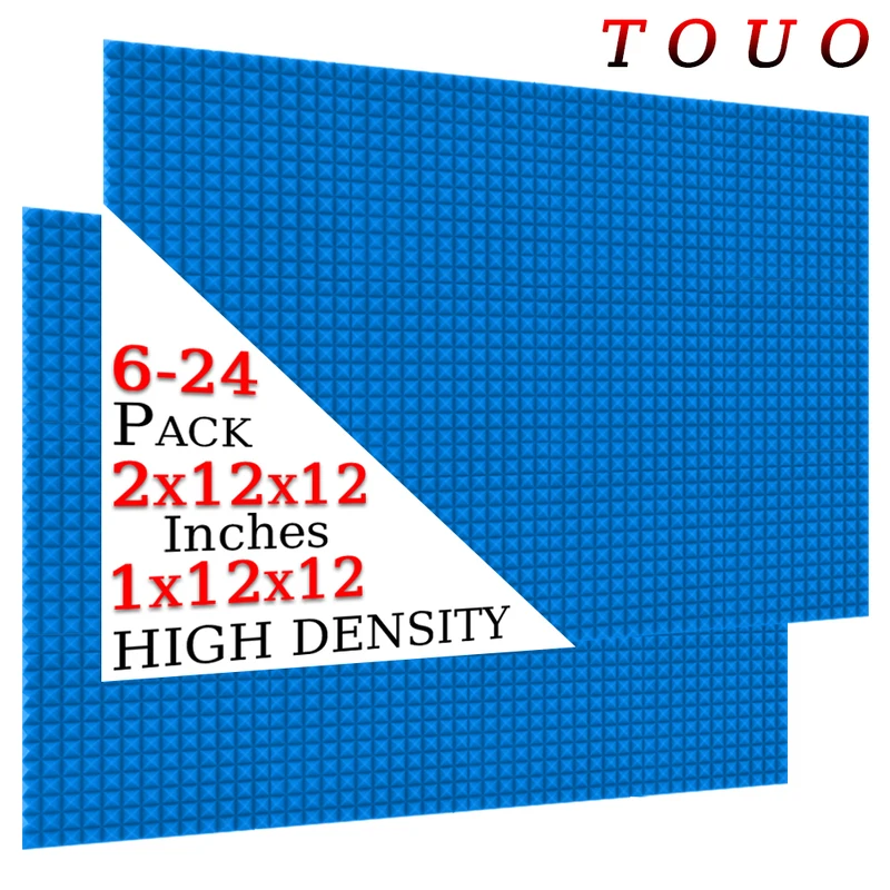 

TOUO 6/12/24 Pcs Pyramid Sound Absorbing Soundproofing Treatment Home Decoration Flame Retardant Soundproof Acoustic Foam Panels