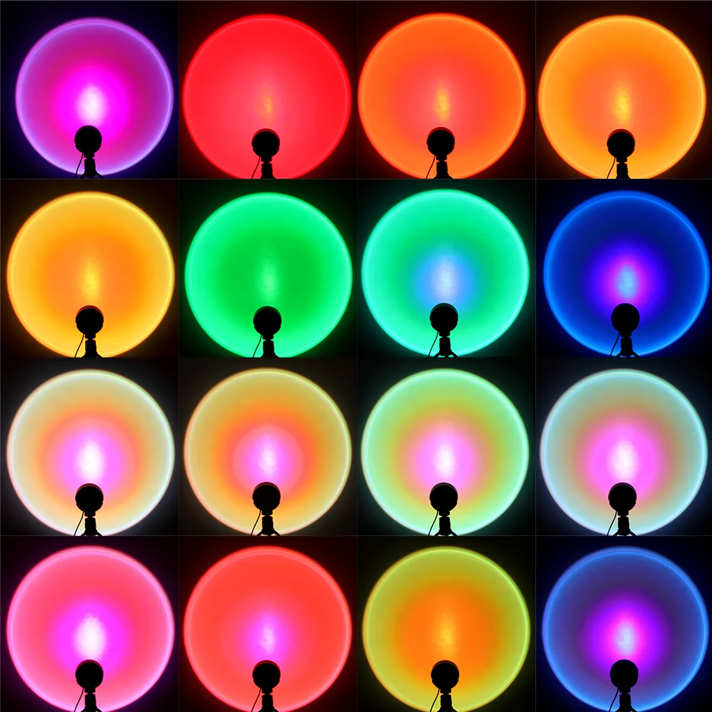 New Remote Control Sunset Projection Lamp 16 Color Room Neon Light 360° Rotating Tripod  Shooting Background Atmosphere Lights