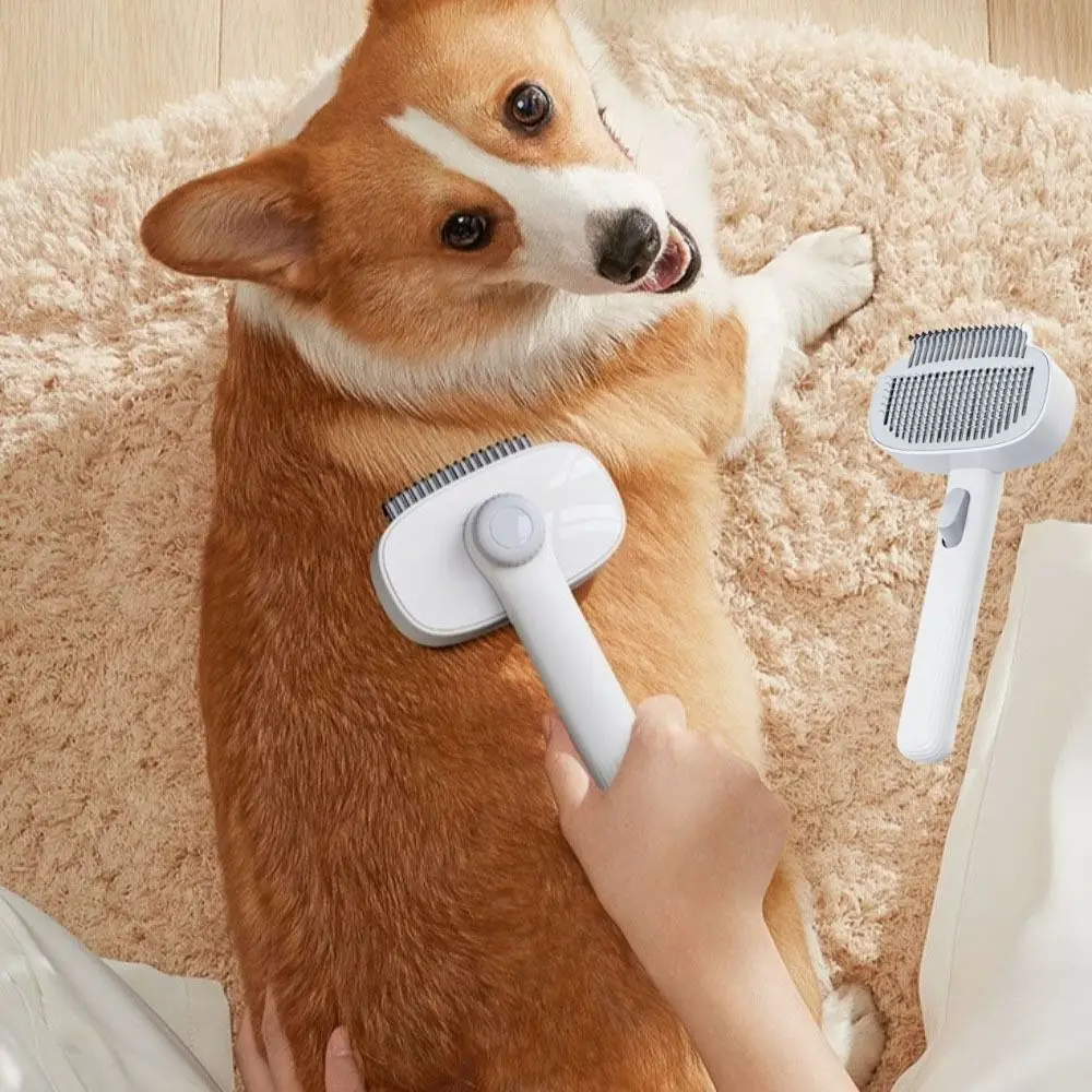 

2in1 Pet Fur Knot Cutter Gentle on Skin One-Click Hair Removal Cat Hair Remover Comb Anti-tangle Knot Opening