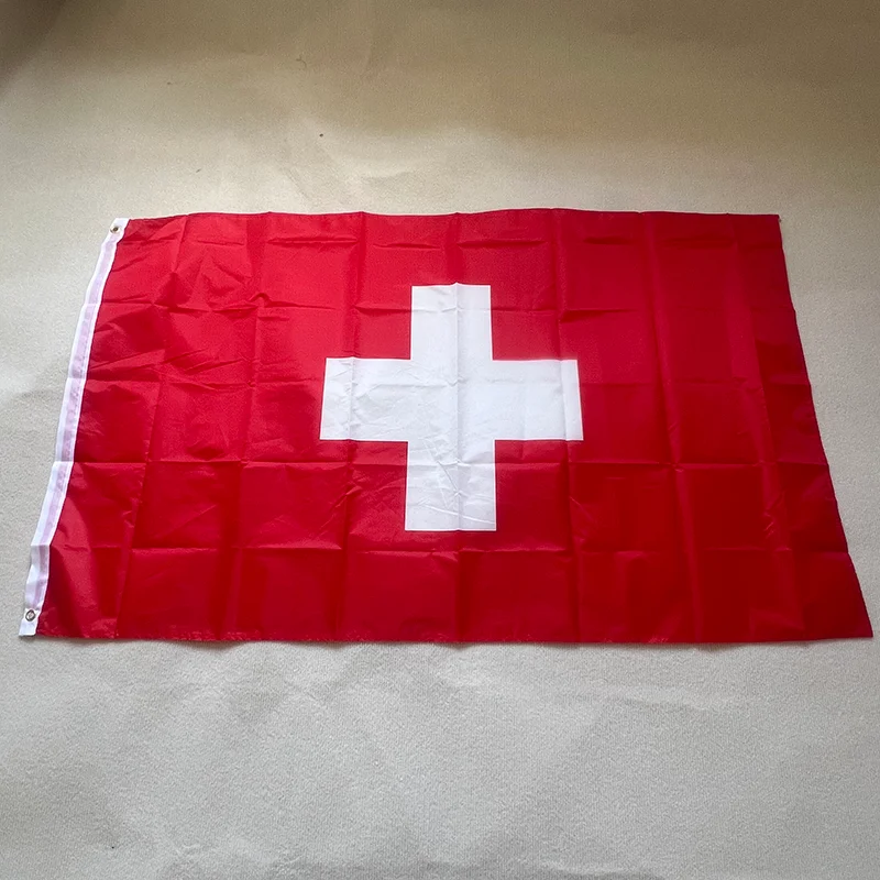 Swiss Flag 90X150cm polyester hanging White Cross Swiss National Flags Suiza Banner For Decoration