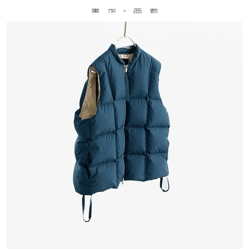 Chaleco de plumón para mujer, relleno de 130 g+ de nuevo estándar nacional 90% plumón de pato blanco, adecuado para mujeres pequeñas, ropa de abrigo para el invierno 2025, chaleco cálido