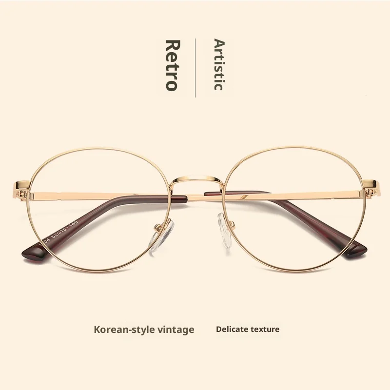 النظارات الطبية النسخة الكورية الرجعية الرجال إطار بصري معدني النظارات إطار دائري قصر النظر نظارات تصحيح النظارات