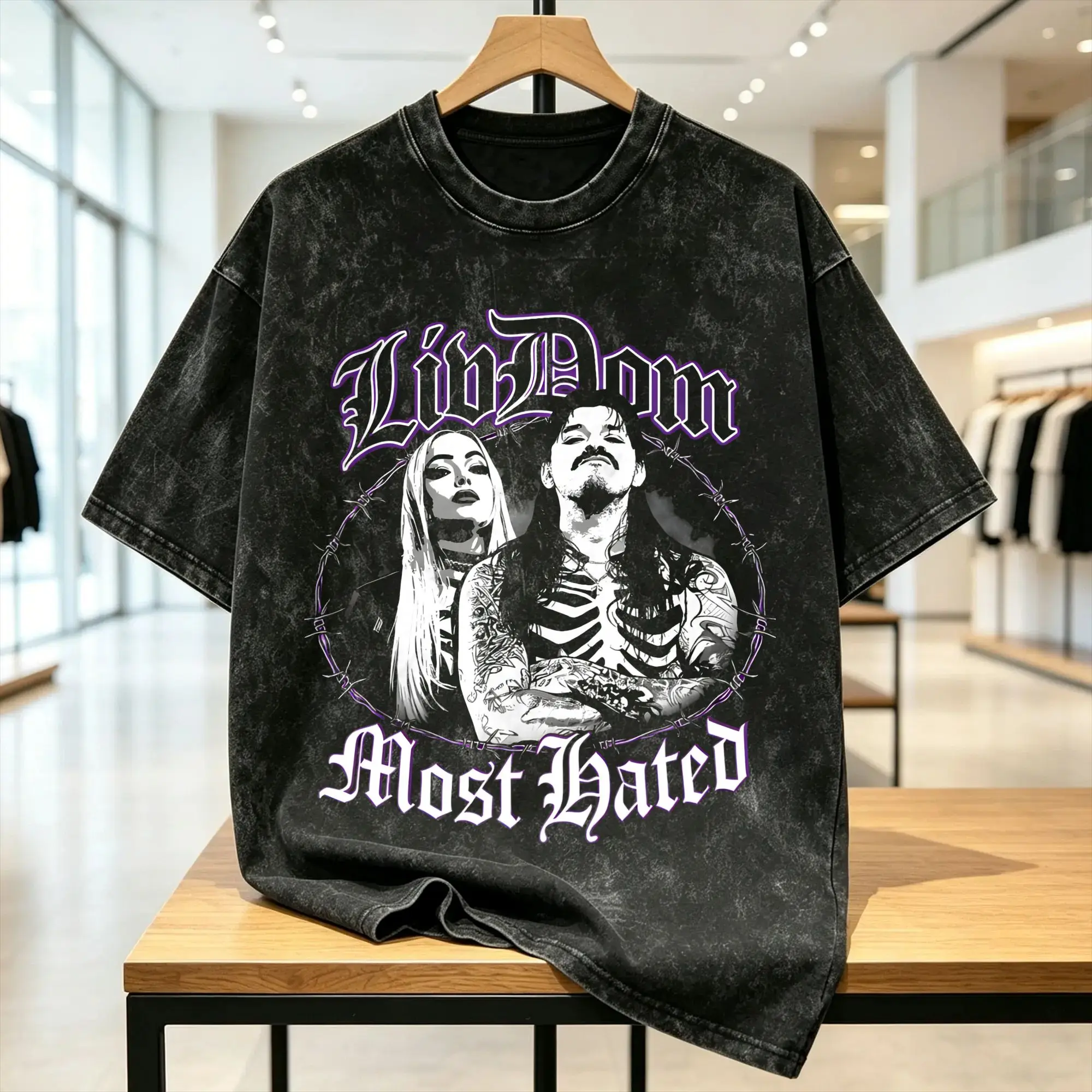 Liv Morgan Washed T-Shirt Man Dominik Mysterio Y2K Basic Casual T-Shirt Summer Breathable Popular Tees Pattern Big Size Clothing