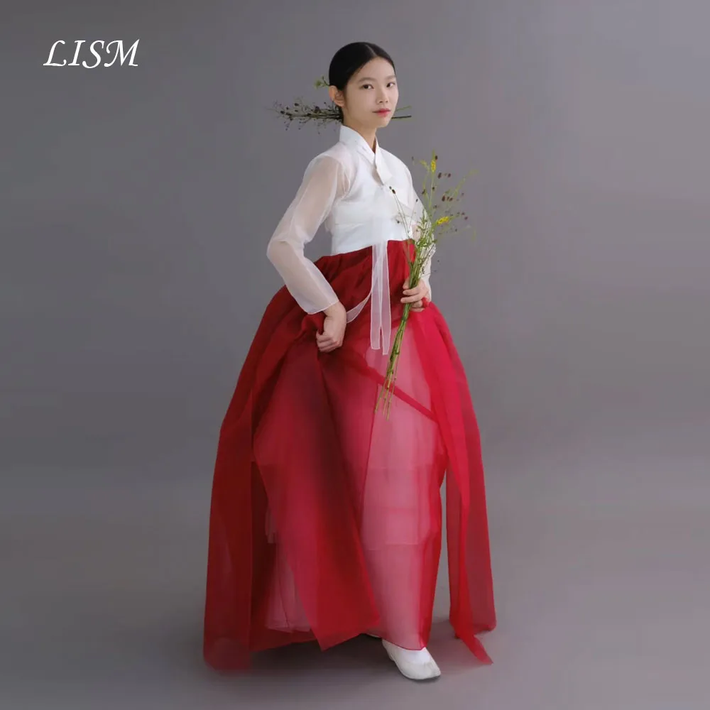 

LISM Vintage Korea Wedding Party Dresses A-Line Customized Silk Organza Photo Shoot Elegant Prom Gowns 저녁 드레스 Party Dress