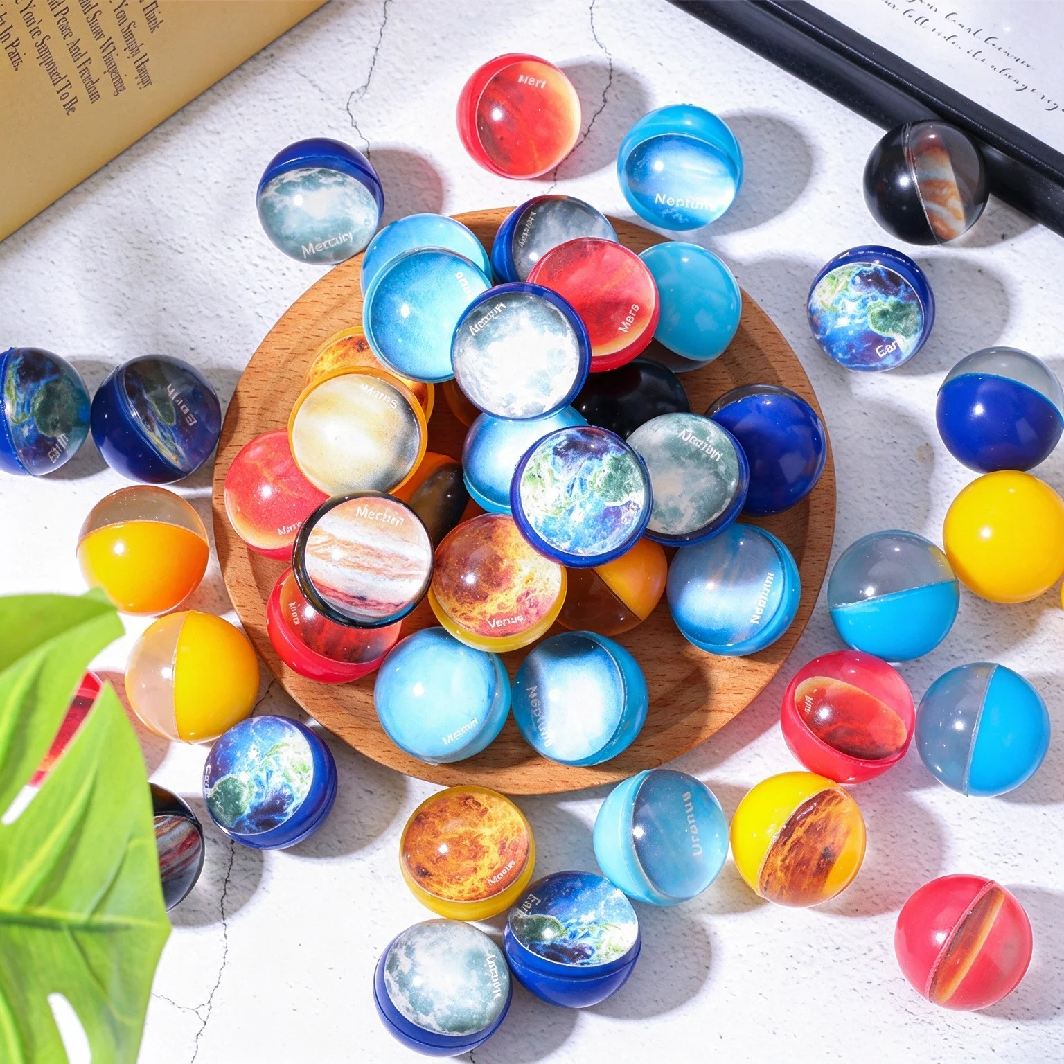 Galaxy Starry Sky Bouncy Ball, High Rebound Rubber Jumping Ball, Glitter Planet Pattern, Vending Machine & Party Fillers
