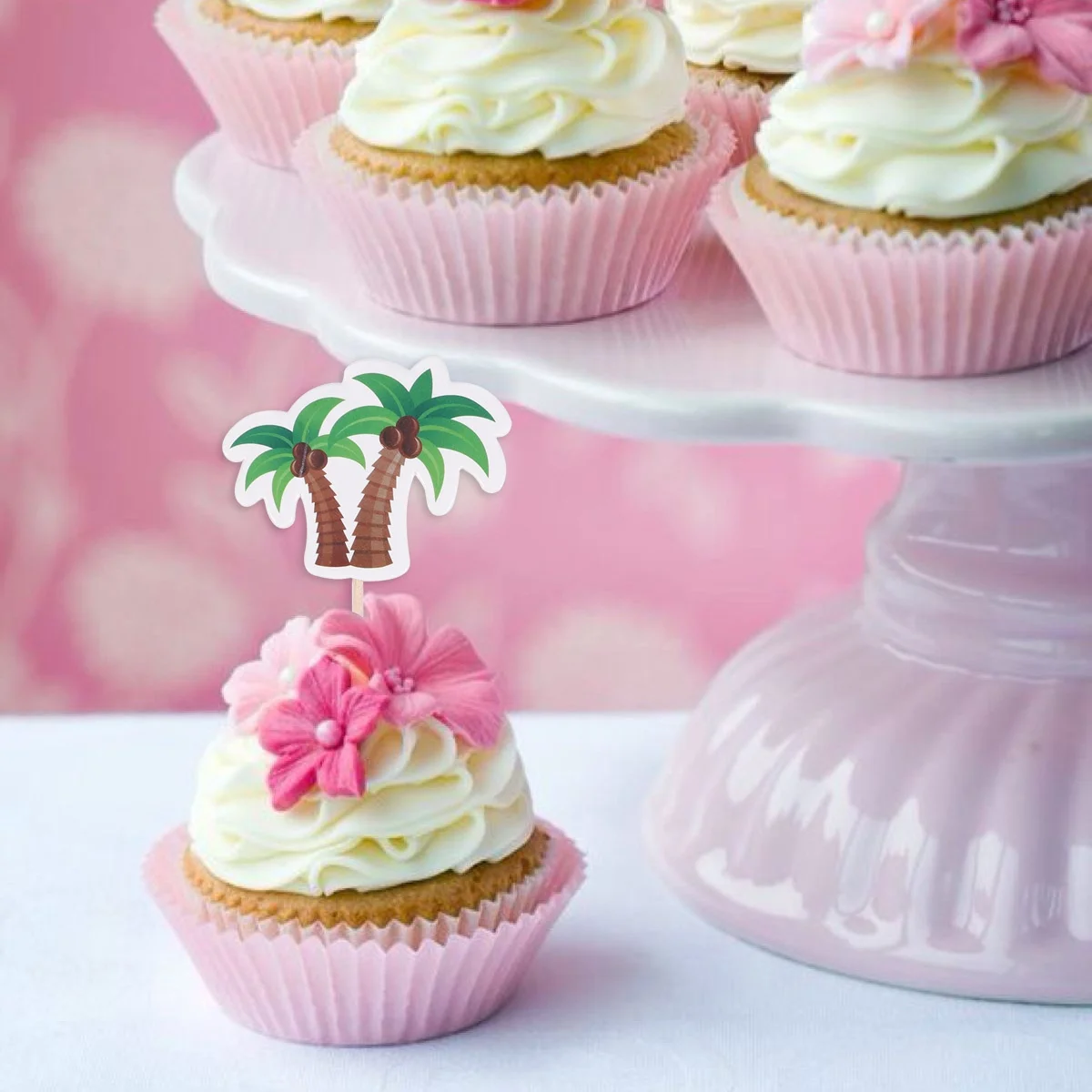 

12Pcs Coconut Tree Cake Topper Creative Beautiful Dessert Decor Insert Birthday Party Festival Cake Decoration Accessory