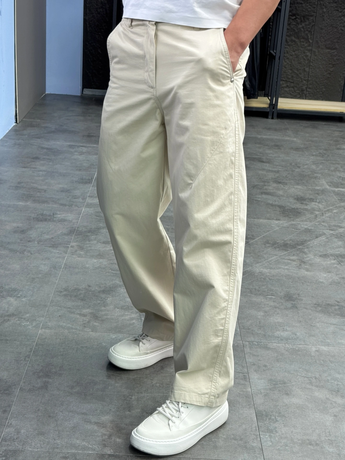 100% Cotton Comfortable Breathable Loose Straight Leg Casual Pants for Men Spring Summer High Quality  Color Pants