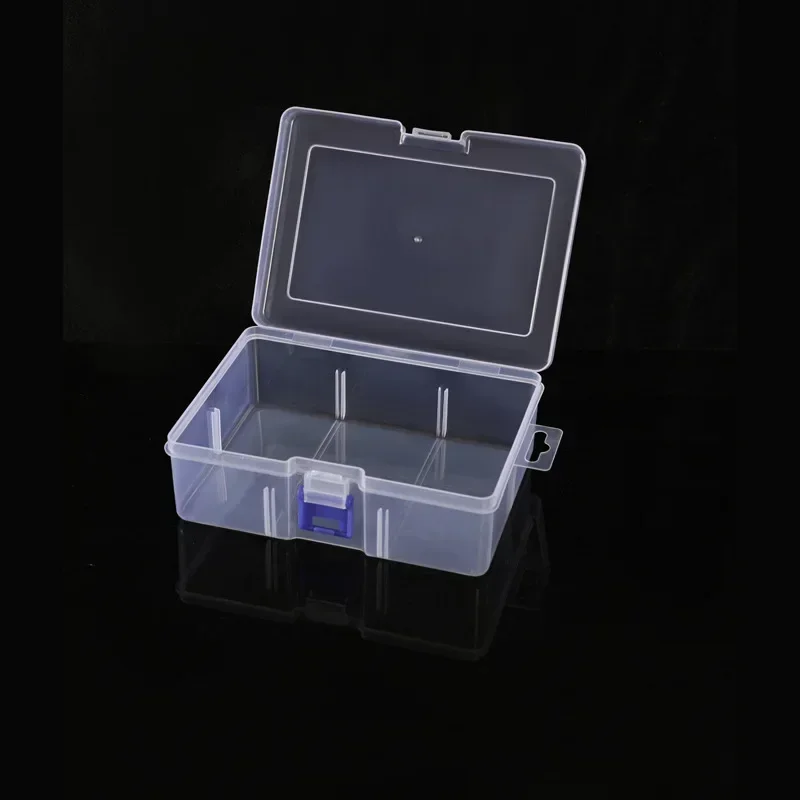 Clear Plastic Storage Box 1L with 6 Compartments, Adjustable Grid Organizer for Tools/Home, Dustproof Container 16.5x11.5x5.5cm