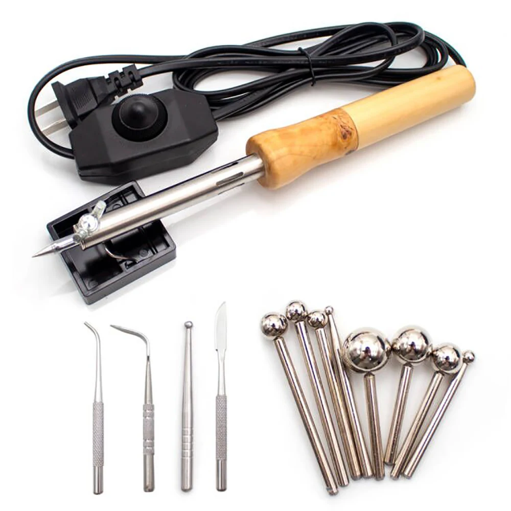 220V DIY Cloth Fabric Flower Making Tools Set Temperature Adjustable  Electric Soldering Iron