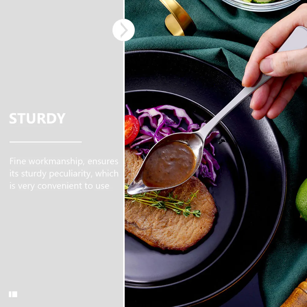 

Stainless Steel Soup Spoon Ladle Sauce Serving Kitchen Restaurant Tool Seasoning Scoop Gravy Dressing Oatmeal Pots
