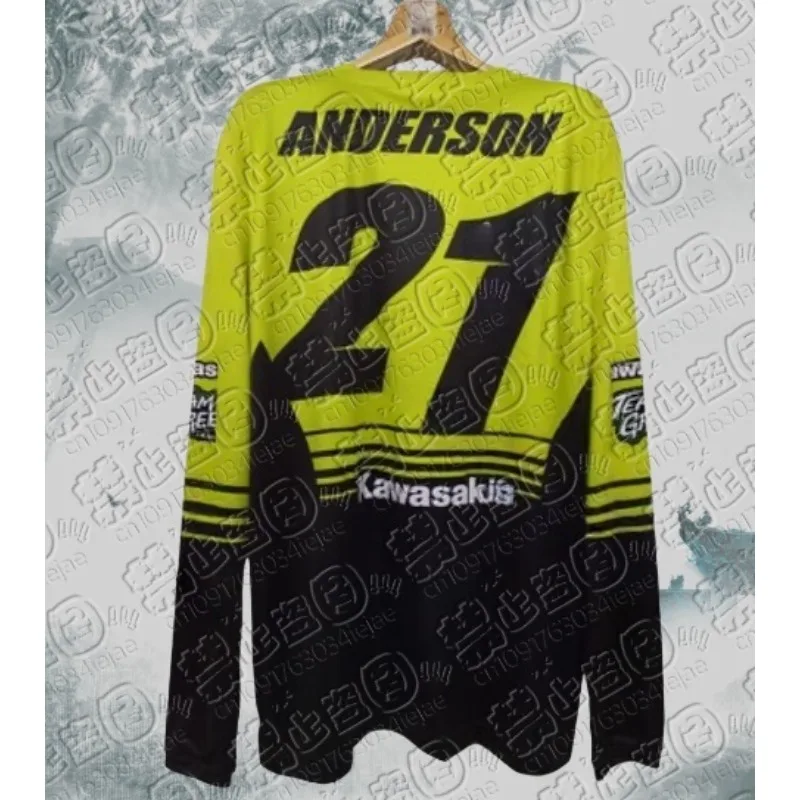 

25/26 Hot Summer Autumn Motocross Kawasaki #21 Anderson Replica Jersey Men Women's Oversized Breathable Quick Drying Long Sleeve