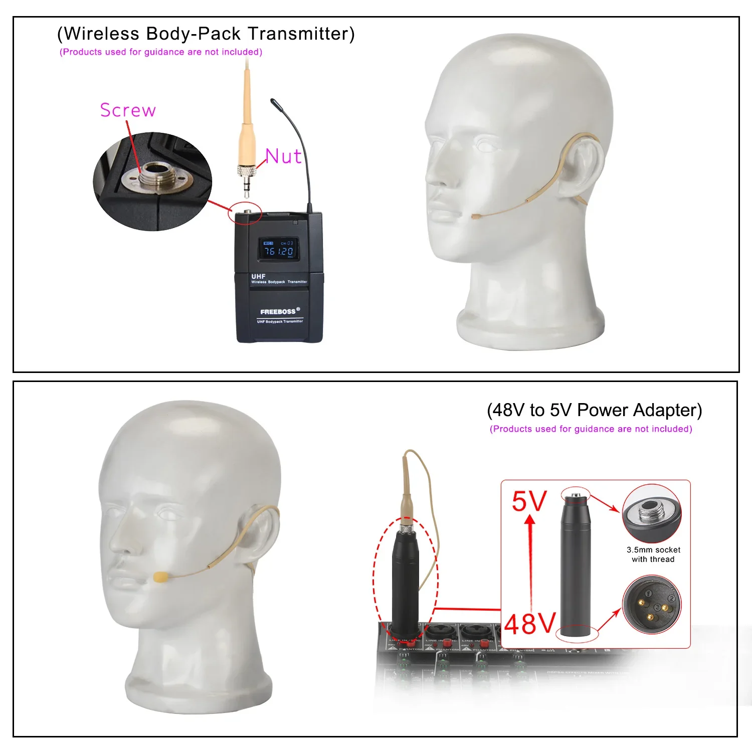Wired Microphone Headset 3.5mm Plug With Nut Single Ear Hanging Skin Color Condenser Headworn Mic for Teaching HS-13S2-L4A