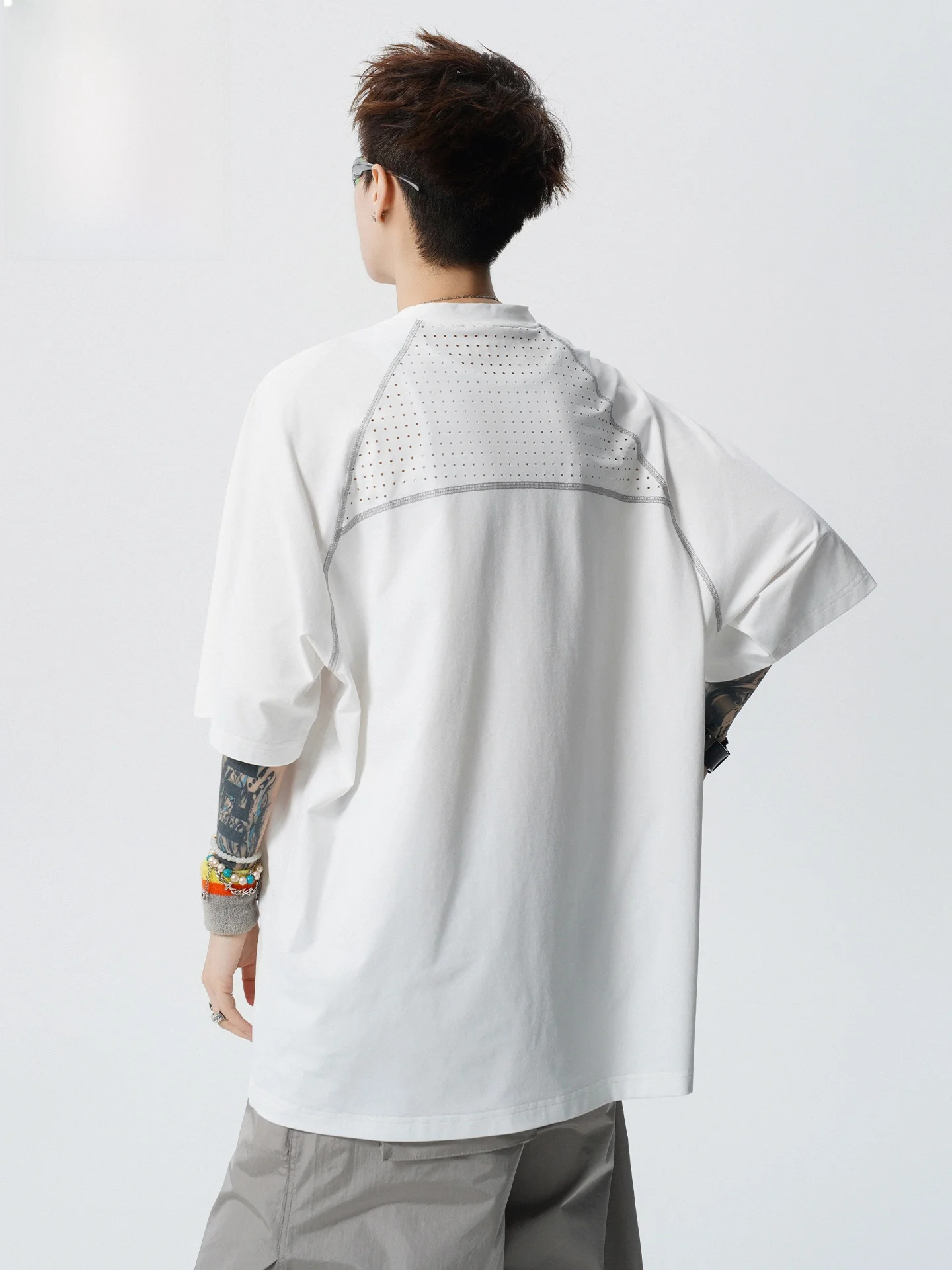 Wassup Tenet Men's Sporty Short Sleeve T-Shirt Breathable Quick Dry Cycling Top American Hassel Line Mesh Summer Casual Wear