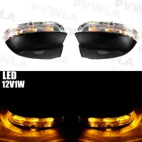 For VW Passat CC 2009 2010 2011 2012 Pair Rear Mirror Turn Signal Indicator Light Lamp With Puddle Light With LED Bulbs