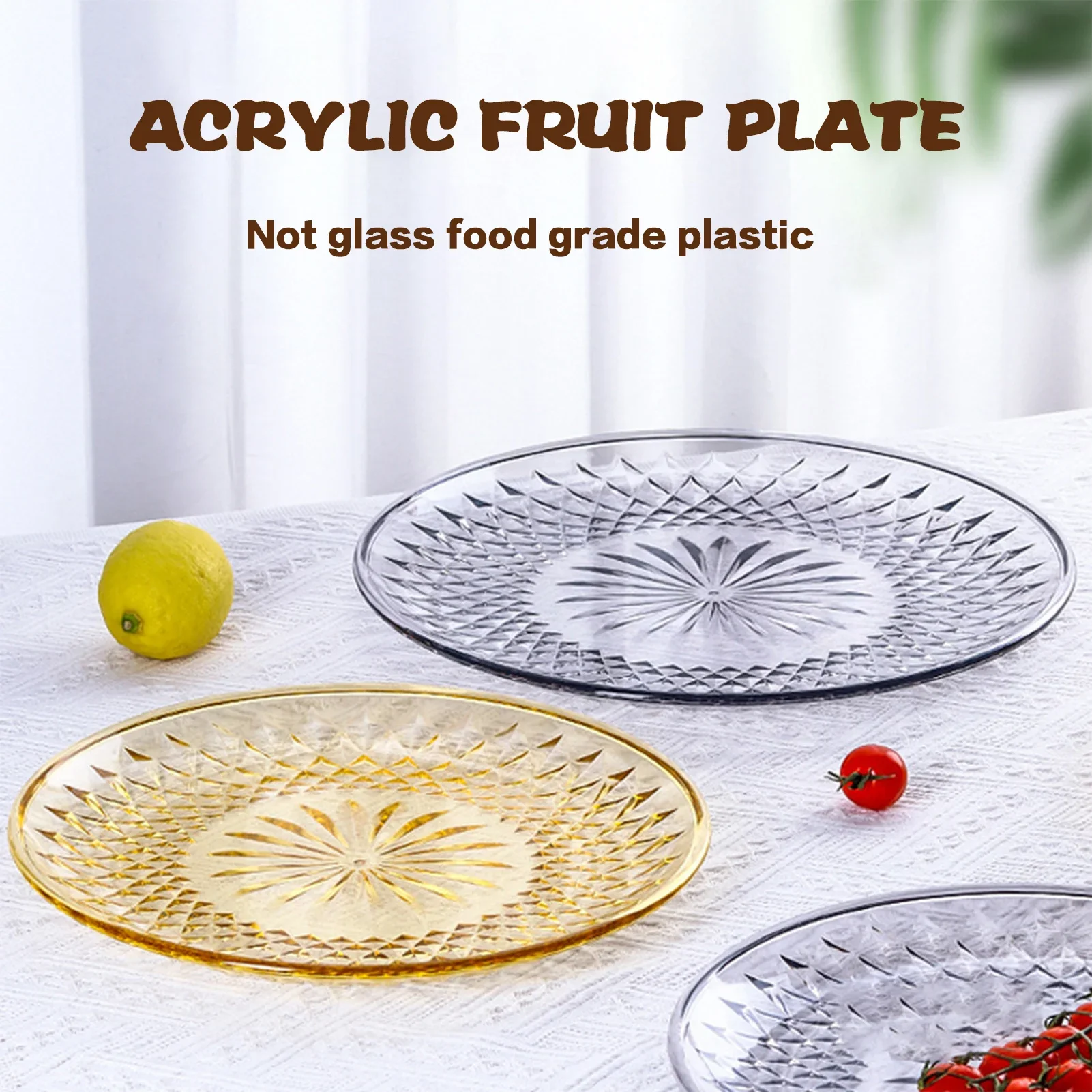 

15/20/25cm Acrylic Fruit Plates Salad Dessert Plate Cupcake Display Stand Cookie Platter Household Candy Nut Serving Plate