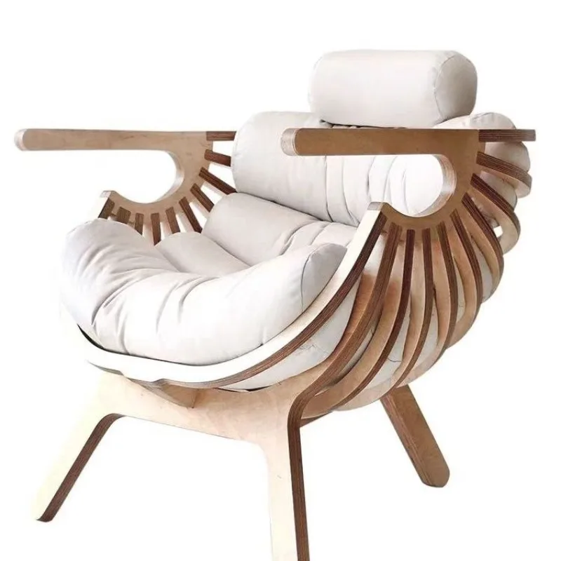 Solid wood shell chair, simple home chair, all solid wood sofa