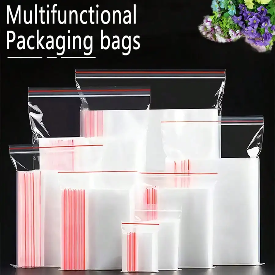 

100pcs 1 Inch To 12 Inch Plastic Resealable Bags, PE Material, Reusable Ziplock Seal Bags, Gift Bags, 200pcs Combo Pack, 0.065mm Double Thickness, Transparent Jewelry Packaging Bags, Stationery Plastic Bags, Outdoor Camping Multi-Purpose Tool Bags