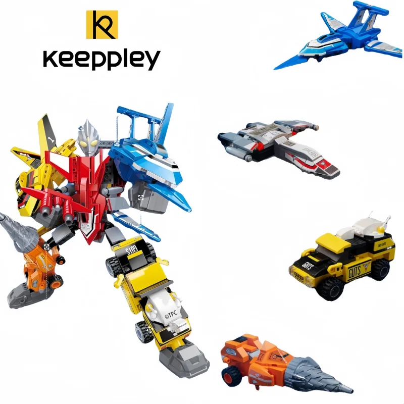 

Keeppley Ultraman Tiga Mecha Fusion модель для мальчика в сборе, строительный блок, игрушка, подвижный трансформируемый детский подарок на день рождения, аниме