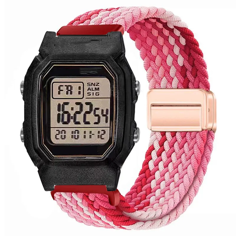 18mm Nylon-Elastikband für Casio AE1200/1300, magnetisches, atmungsaktives Armband für F91W/W218/F108/A159 A158 A168 A169, geflochtenes Band – Detail 4