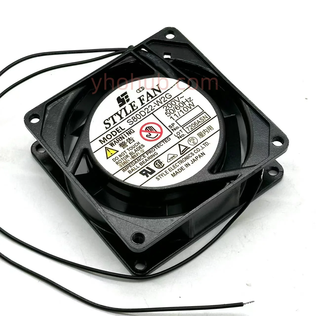 STYLE FAN S80D22-W2G AC 200V 11W 80x80x25mm 2-Wire Server Square Fan