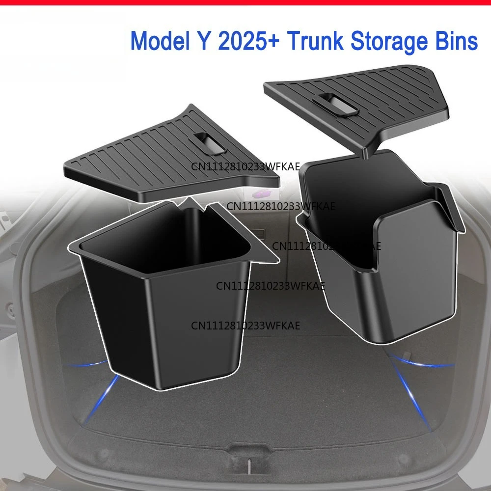 For Tesla Model Y Juniper Trunk Organizer Side Storage Box Boot Organizer Flocked TPE Mat Anti-dirty 2025 Car Travel Accessories