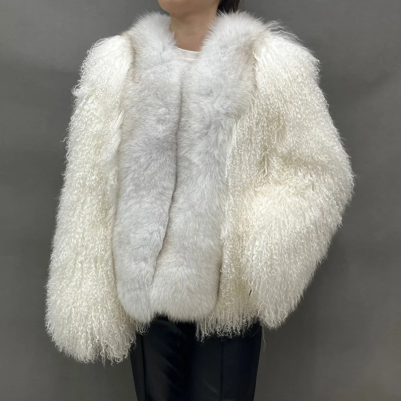 

Winter Jacket Women Luxury Natural Fur Coat Real Fox Fur Coat Warm Luxury Crop Jacket Big Collar FO5832