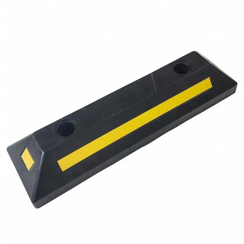 Garage Car Stoppers Heavy Duty Rubber Parking Curb Guide With Yellow Reflective Tape For Automobile Vehicles Garage Walls