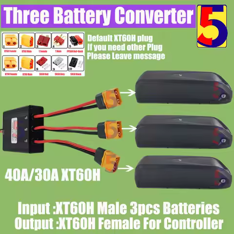Ebike Dual Battery Discharge ConverterThree Battery Converter 20A/30A/40A/80A/120A Dual Battery Pack Switch Balancer 24V-72V