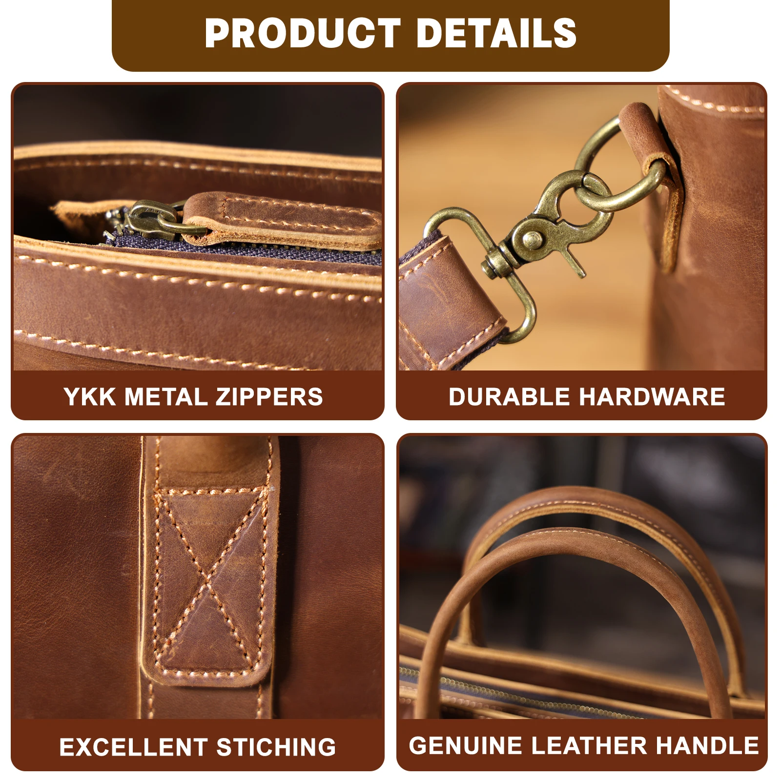 Vintage Echtleder Herren-Aktentasche 16 Zoll Laptop-Taschen Crazy Horse Leder Messenger-Handtasche Rindsleder Geschenkidee für Männer – Detail 14