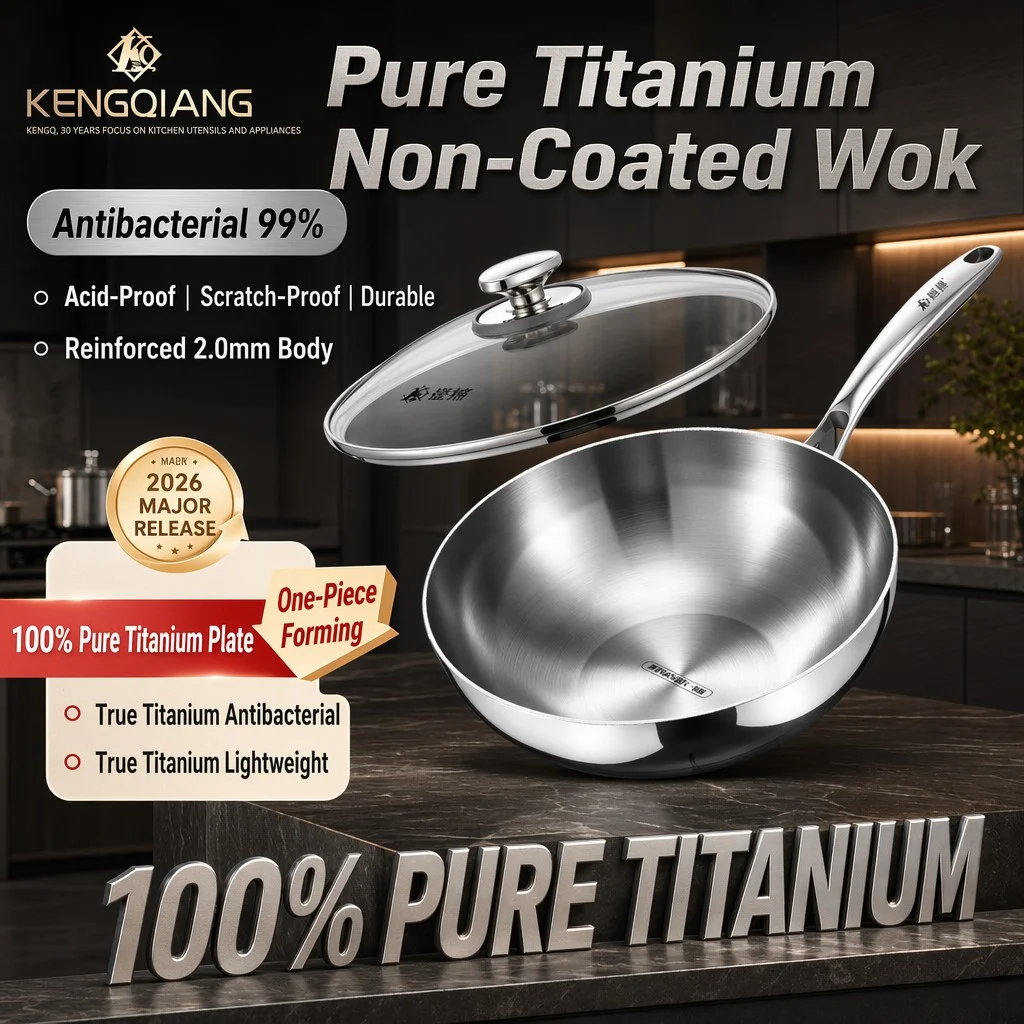 Pure Titanium Frying Pan Dishwasher Safe Cooking Pot Induction Compatible Kitchenware Outdoor Camping