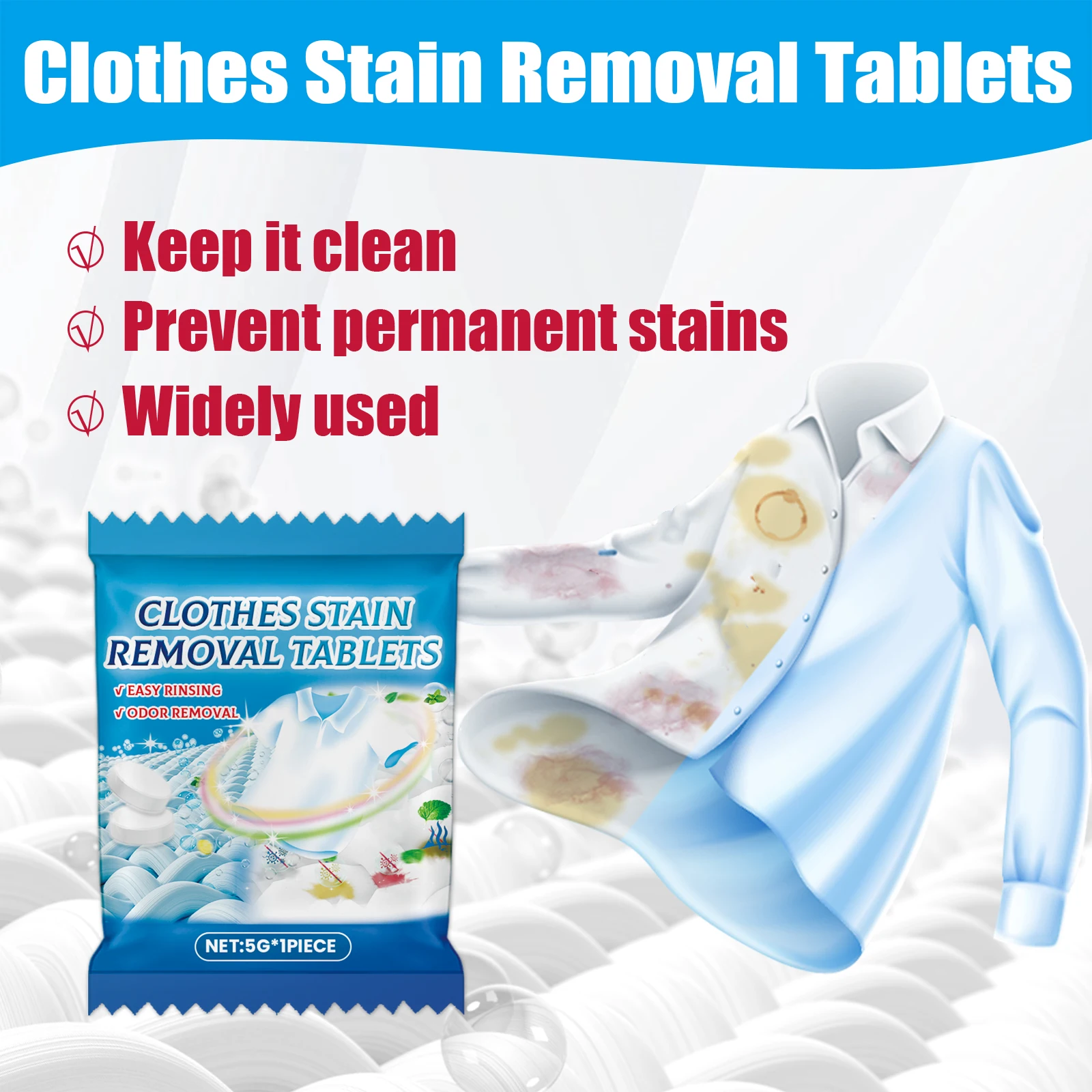 

JAKEHOE Laundry Stain Removal Tablets 1/5/10pcs Clothes Pack-Deep Cleaning Descaler for Washing Machine Dishwasher Clean Tablets