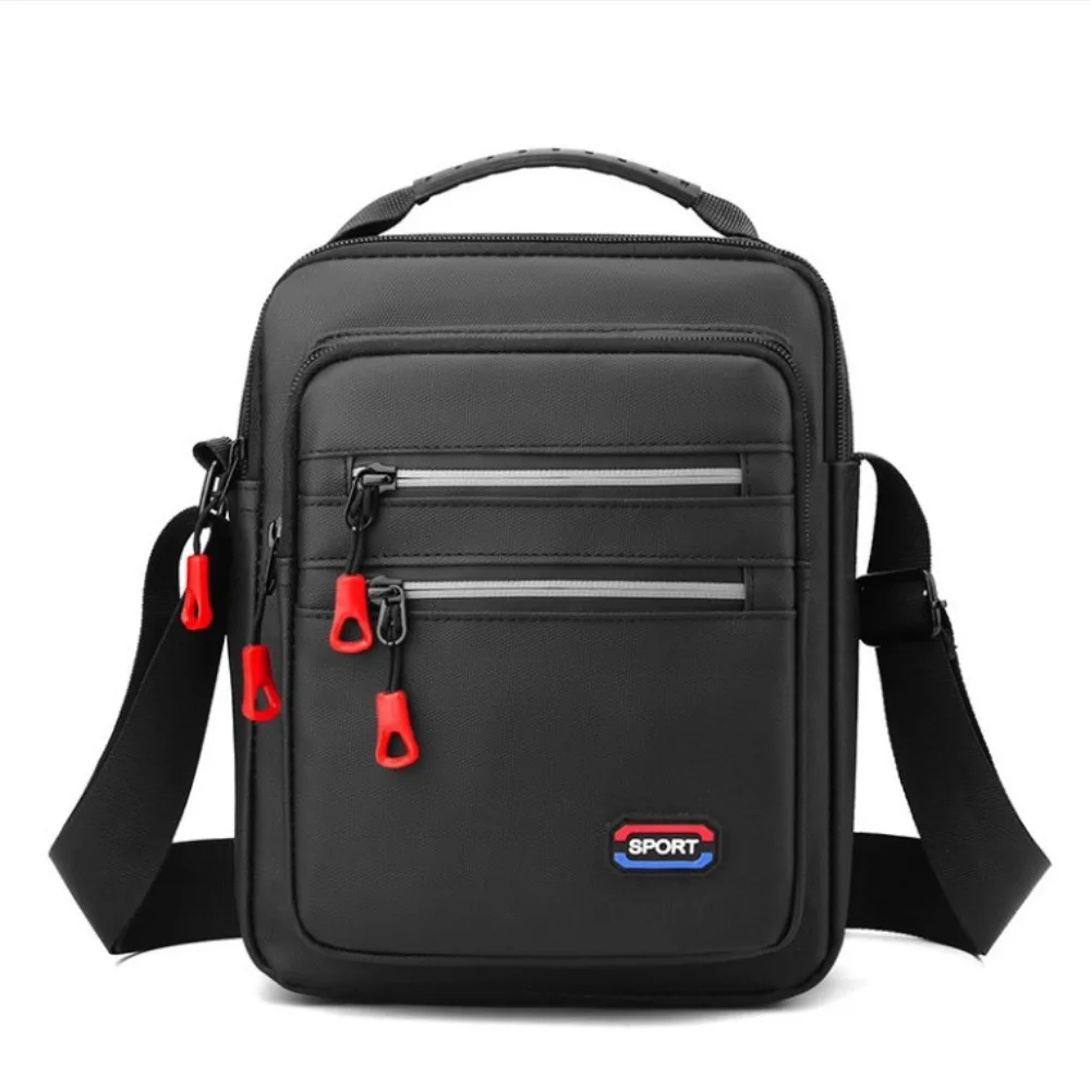 

Square Men Crossbody Bag Single Shoulder Solid Color Nylon Shoulder Bag Multifunctional Large Capacity Business Messenger Bag
