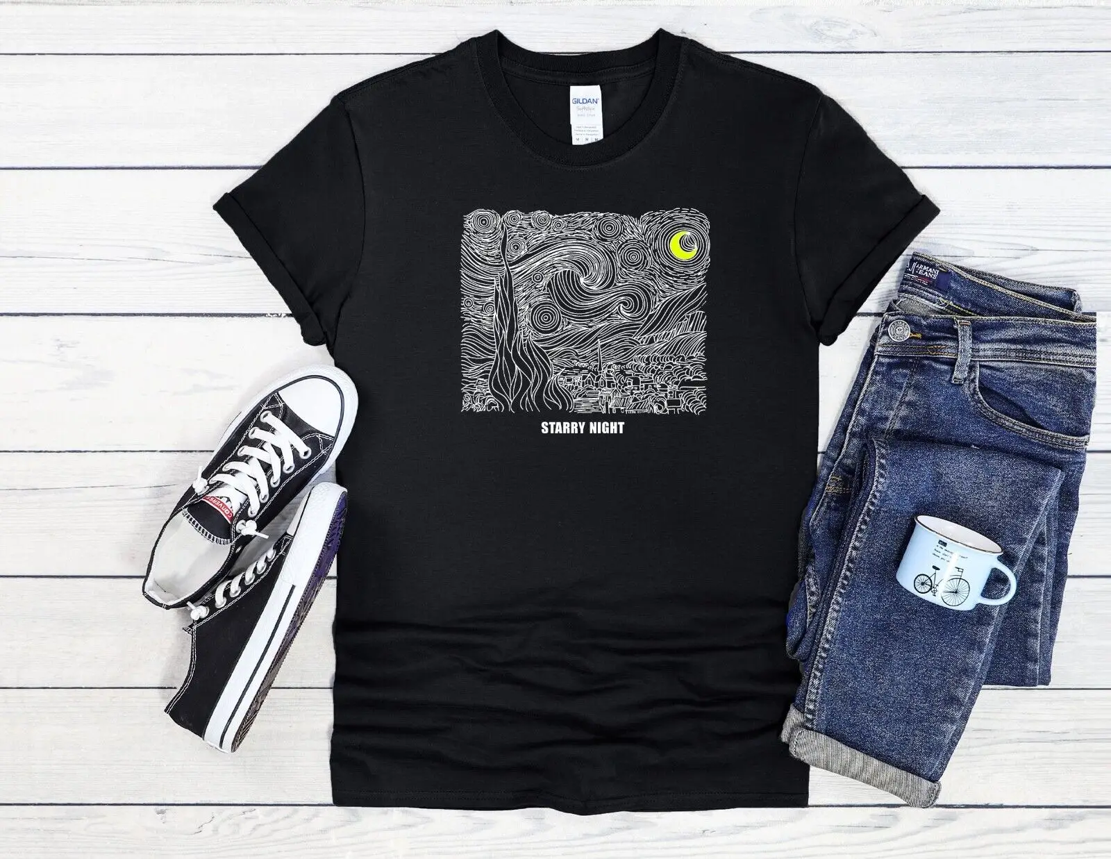 Van Gogh Starry Night Jute Bag Baseball T Shirt Top 3387