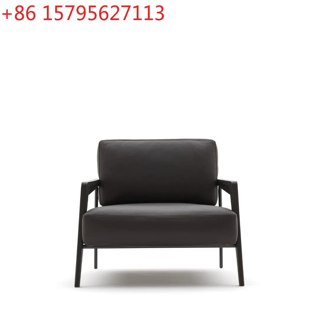 

New Chinese-style simple solid wood leisure chair meeting sofa chair model room Italian reception single negotiation chair