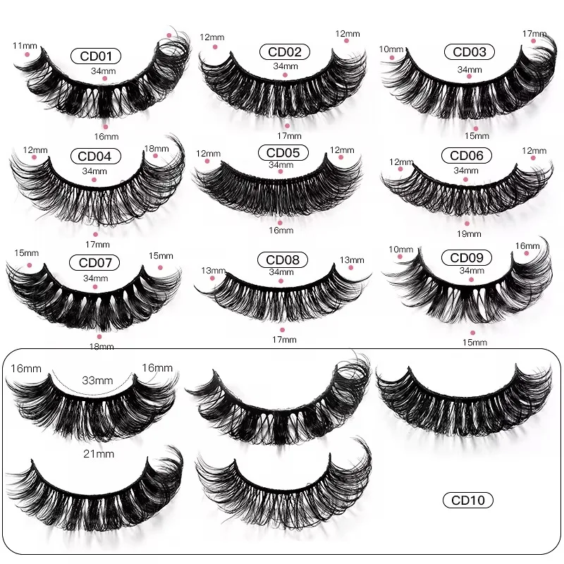 10 Pairs CD Curl Eyelashes Russian Natural Thick Eye Lashes Reusable Fake Lashes Strip Fluffy Makeup False Eyelash Extension