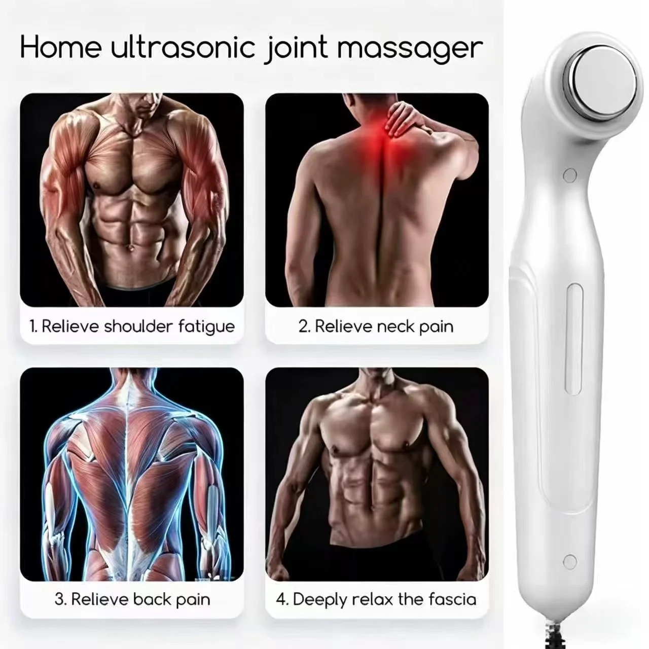 

Therapeutic Ultrasound Physiotherapy Device with 5 Adjustable Intensities, Body Massager for Deep Tissue,Home Pain Relief Massag