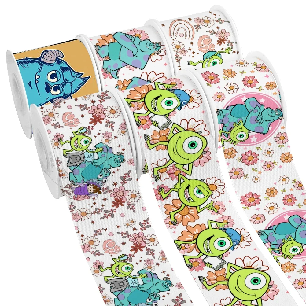 Monster Inc Disney Cartoon Printing Grosgrain Ribbon 5Yards for DIY Hair Bows Merry Party Dec Meterials