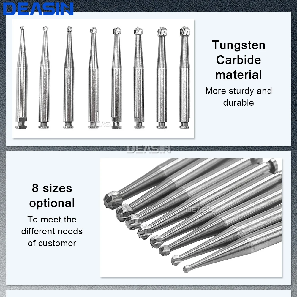 5Pcs/box RA Series Polishing Tool Tungsten Carbide Burs Dia.2.35mm Round Bur For Low Speed Contra Angle Handpiece