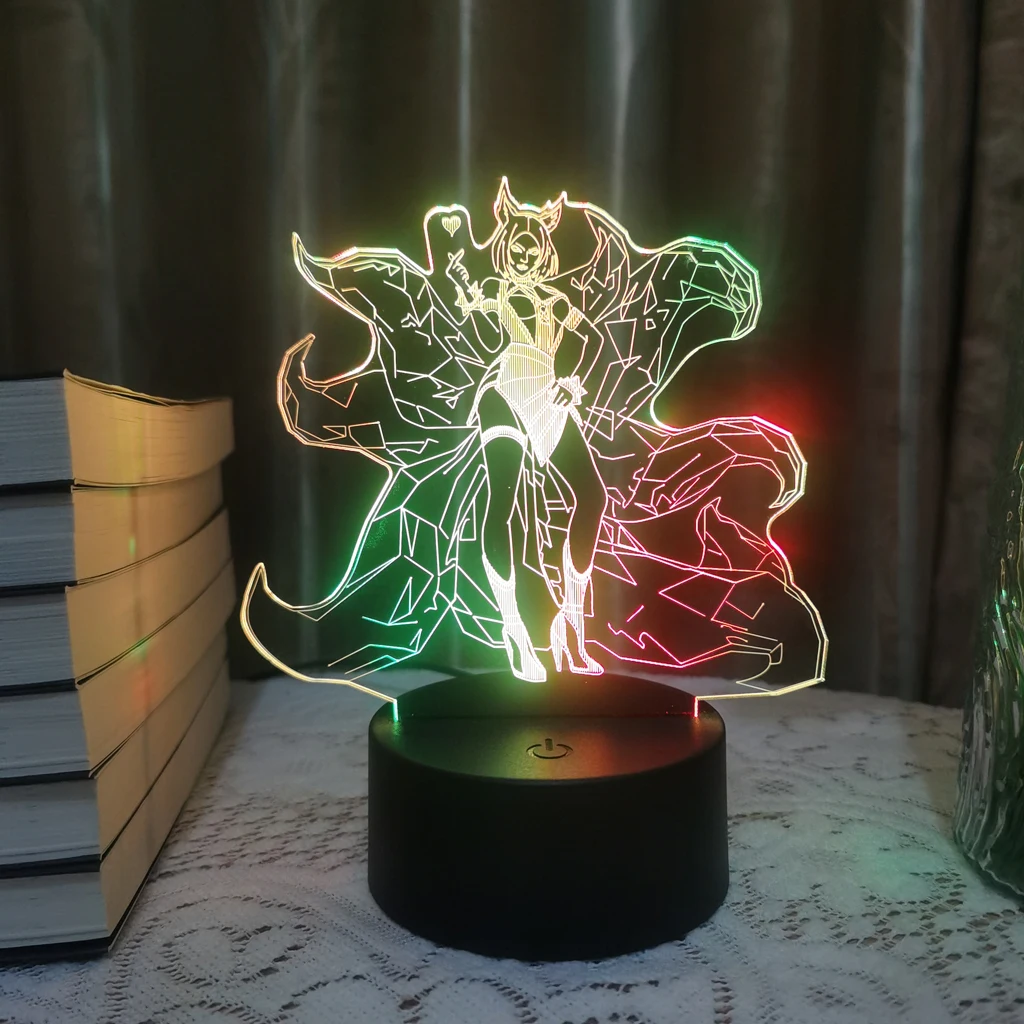 

Anime League Of Legends Ahri Caitlyn 3D Led Night Light For Kid Home Bedroom Illusion Decor Christmas Game LOL Figure Lamp Gift