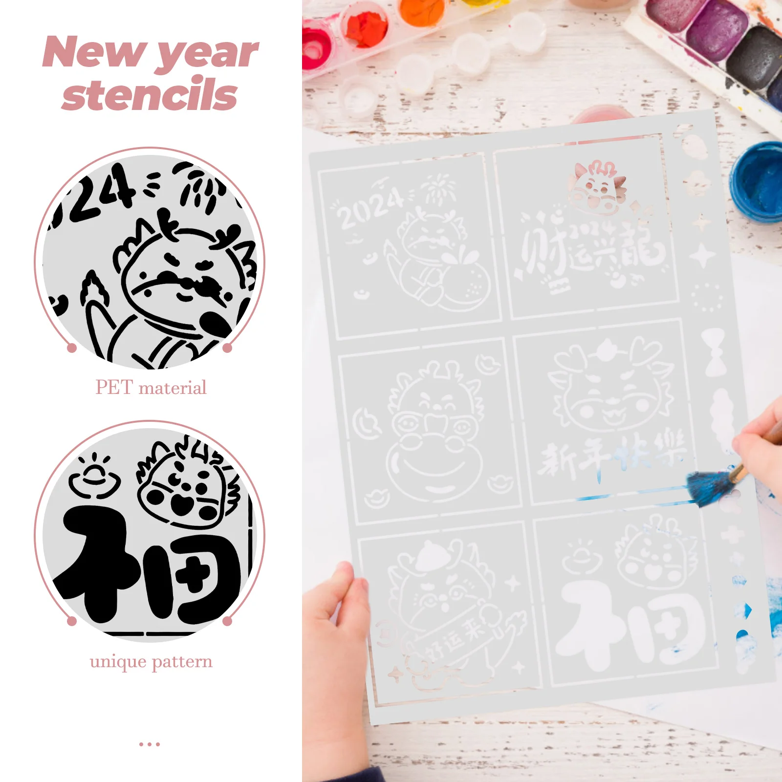 

New Year Stencil Template Reusable Pet Drawing Painting Crafts Diy Projects Decorative Wall Stencils For Teens