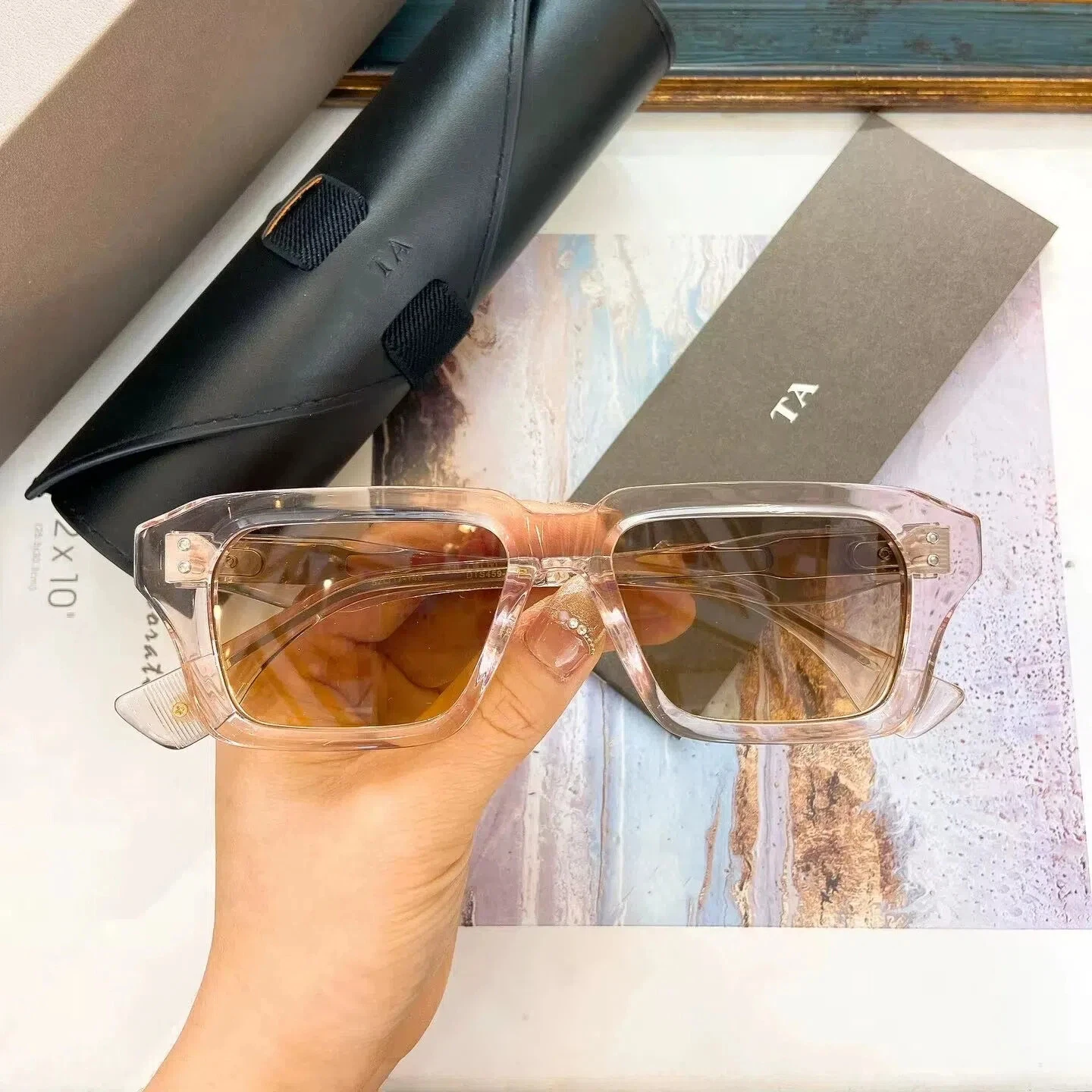 

Original Factory For DIYTA DT DETRON DTS459-A With Brand Box Fashion Pink Acetate Frame UV400 Retro Leisure Men Women Sunglasses