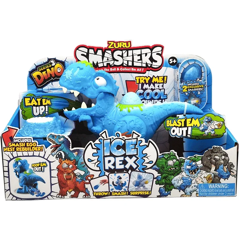 ZURU Smashers Dino Ice Age Ice Rex T-Rex Series 3 Playset Series Audible Tyrannosaurus Rex Toys Boys Collectible Toys Gifts